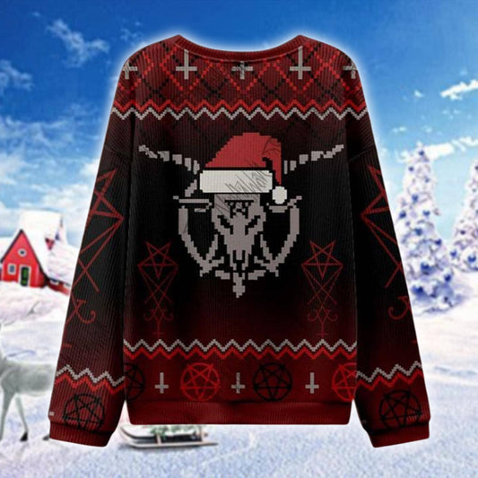 Hail Santa Ugly Christmas Sweater, Satanic Christmas Sweatshirt, Dark Humor Holiday Jumper, Goth Christmas Sweater Gift for Him Her