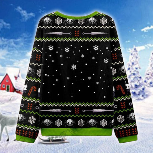 Touched By Silk Holiday Ugly Christmas Sweater, Hollow Insect Game Cosplay Sweatshirt, Funny Gamer Xmas Gift for Fans, Bug Knight Jumper