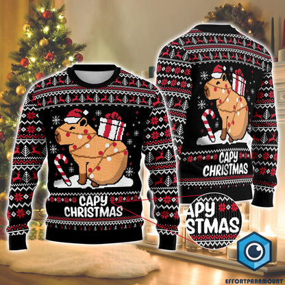 Capybara Ugly Christmas Sweater, Cute Capy Christmas Sweatshirt, Christmas Holiday Sweater, Family Xmas Matching Outfits