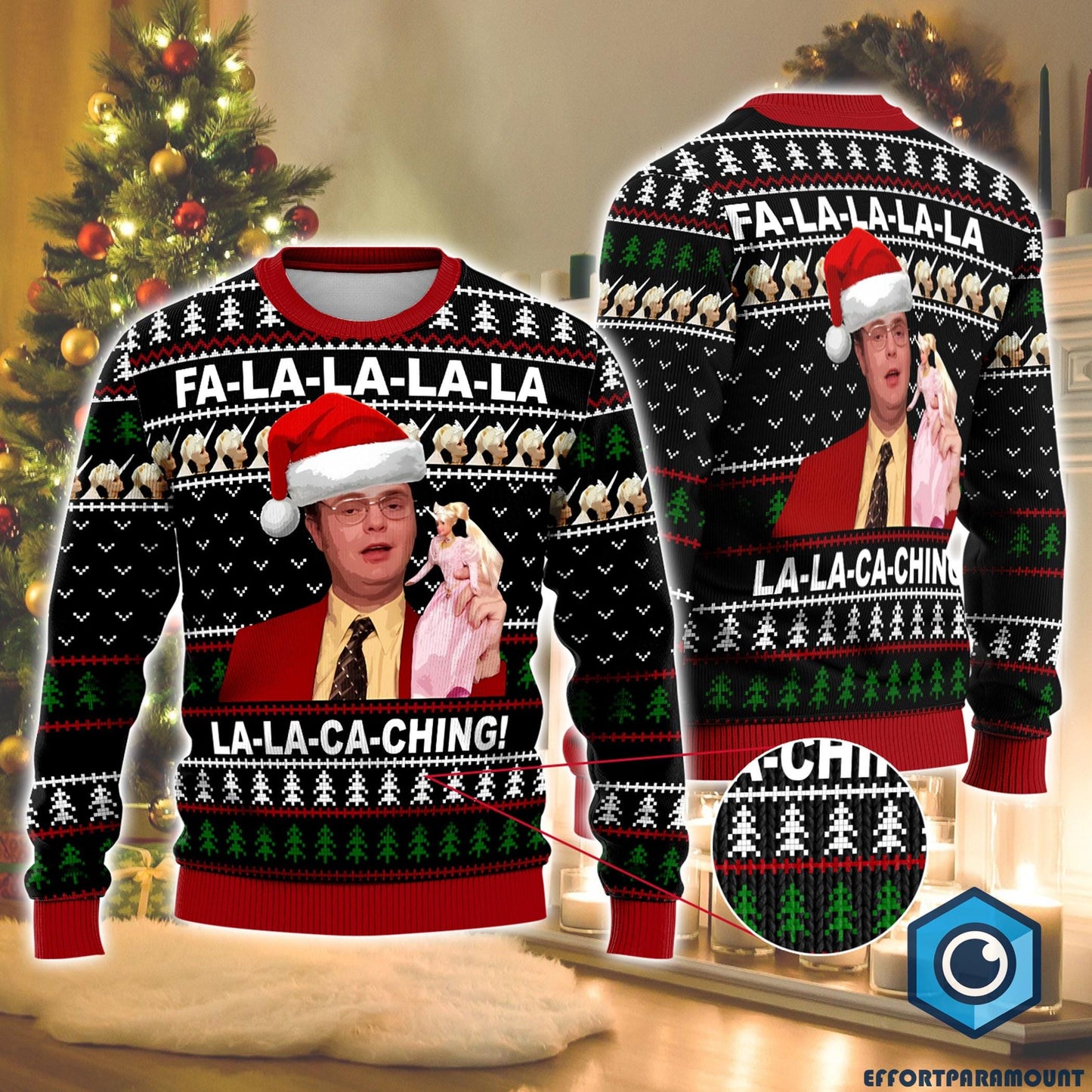The Office Dwight Schrute Ugly Christmas Sweater, La La La Ca Ching The Office Christmas Sweater, The Office Christmas Gift for Fans