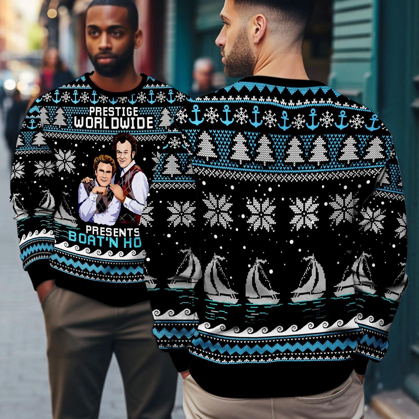 Step Brothers Presents Boats N Hoes Ugly Christmas Sweater,Brennan Huff Dale Doback Ugly Sweater,Step Brothers Christmas Party Gift Sweater