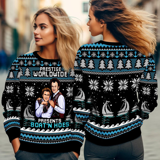 Step Brothers Presents Boats N Hoes Ugly Christmas Sweater,Brennan Huff Dale Doback Ugly Sweater,Step Brothers Christmas Party Gift Sweater