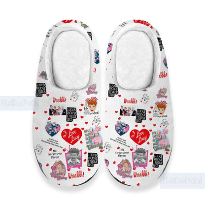 I Love Lucy Sitcom 3D All Over Printed Slippers, Custom Rubber Slippers, Winter Slippers, Lightweight Rubber Sole, Cotton Slipper