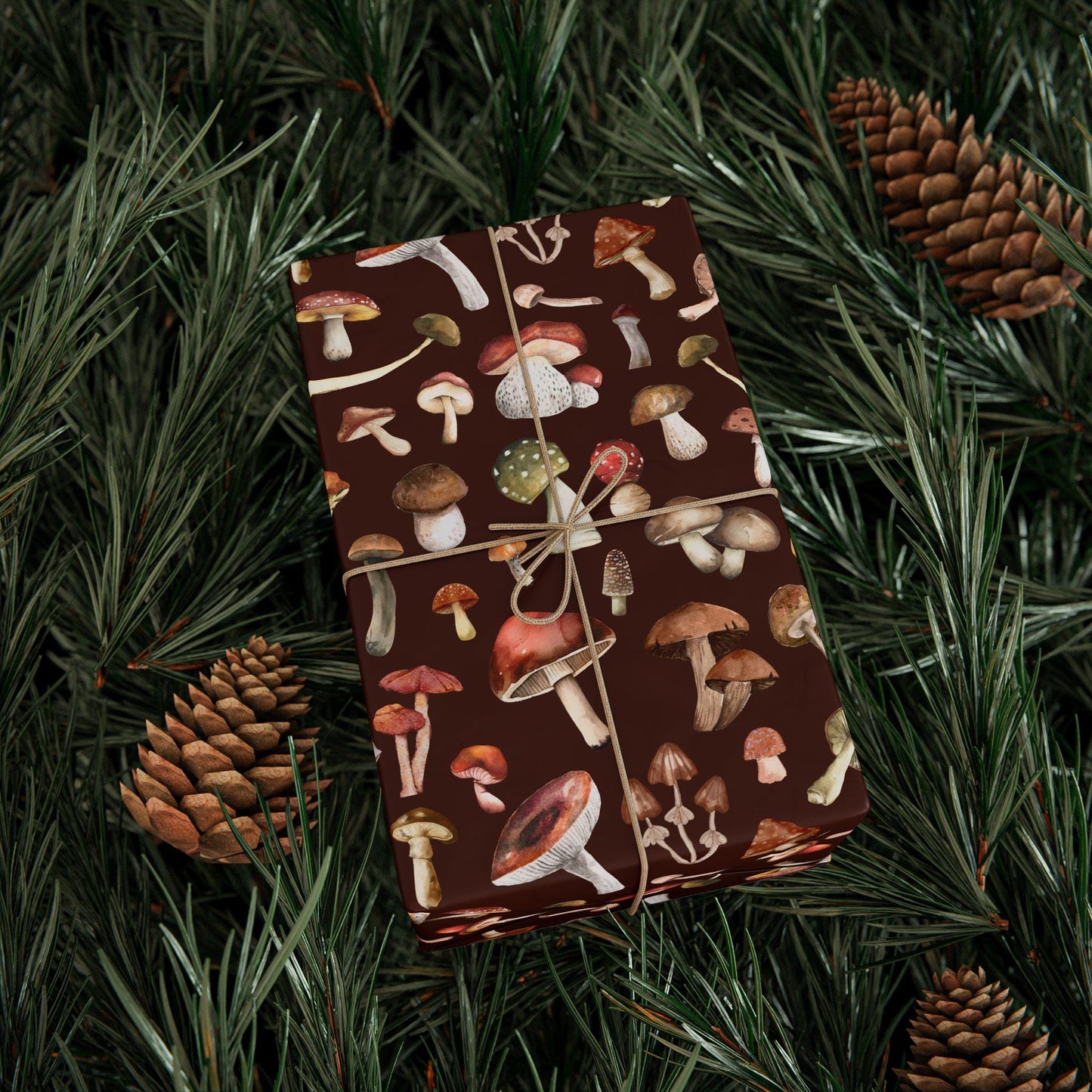 Mushroom Gift Wrap: Boho Earthy Colors Natural Wrapping Paper