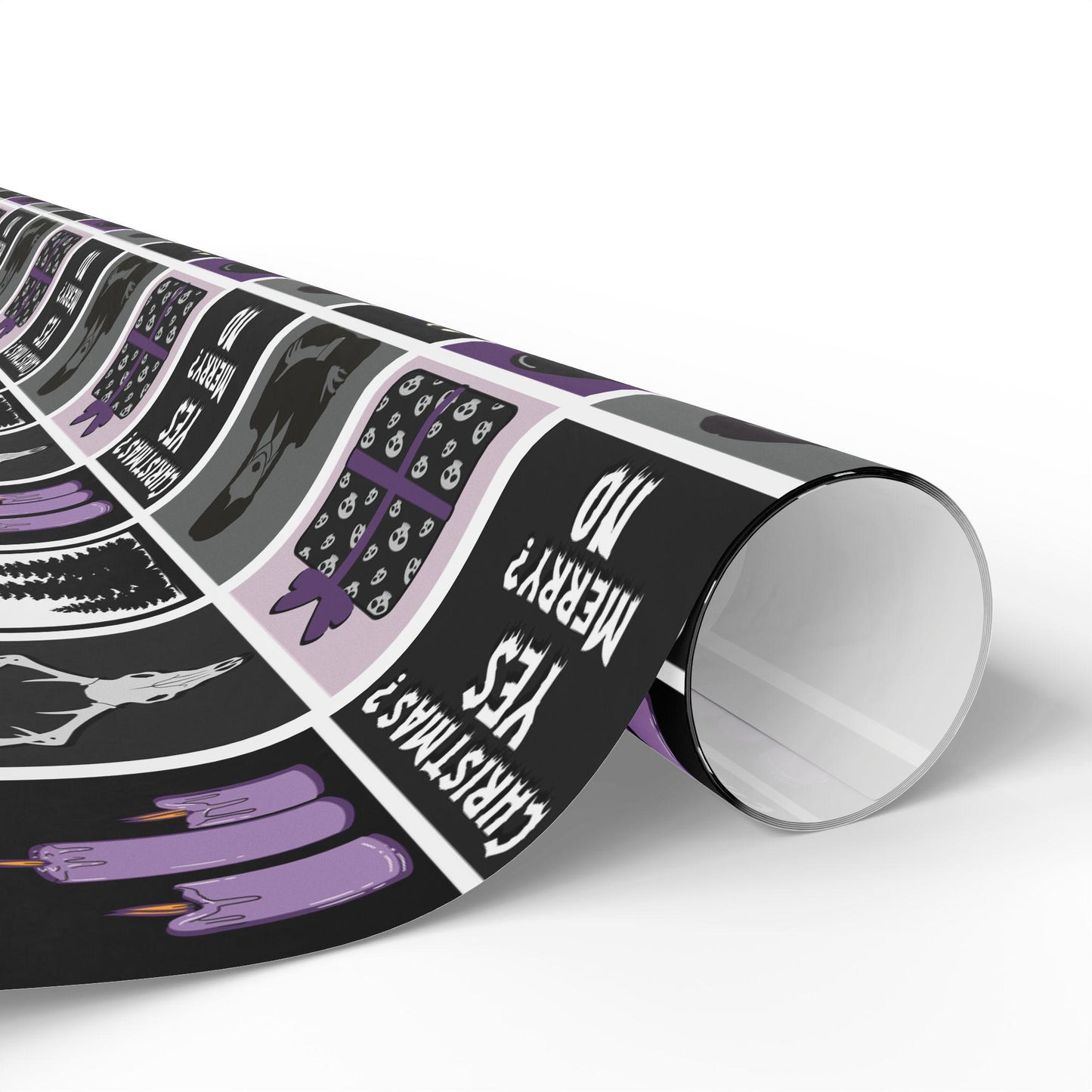 Wednesday Christmas Wrapping Paper: Xmas Goth Black Purple Gift Wrap