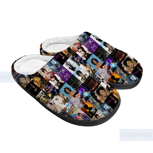Prince Music 3D All Over Printed Slippers, Purple Rain, Custom Rubber Slippers, Winter Slippers, Lightweight Rubber Sole, Cotton Slipper