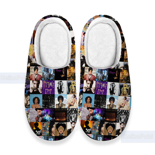 Prince Music 3D All Over Printed Slippers, Purple Rain, Custom Rubber Slippers, Winter Slippers, Lightweight Rubber Sole, Cotton Slipper