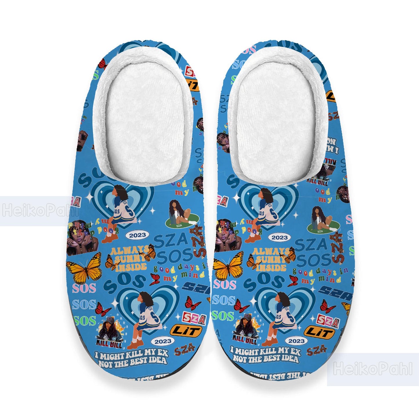 SZA Music 3D All Over Printed Slippers, SZA Slippers, Custom Rubber Slippers, Winter Slippers, Lightweight Rubber Sole, Cotton Slipper