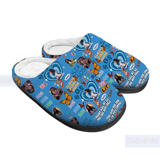 SZA Music 3D All Over Printed Slippers, SZA Slippers, Custom Rubber Slippers, Winter Slippers, Lightweight Rubber Sole, Cotton Slipper