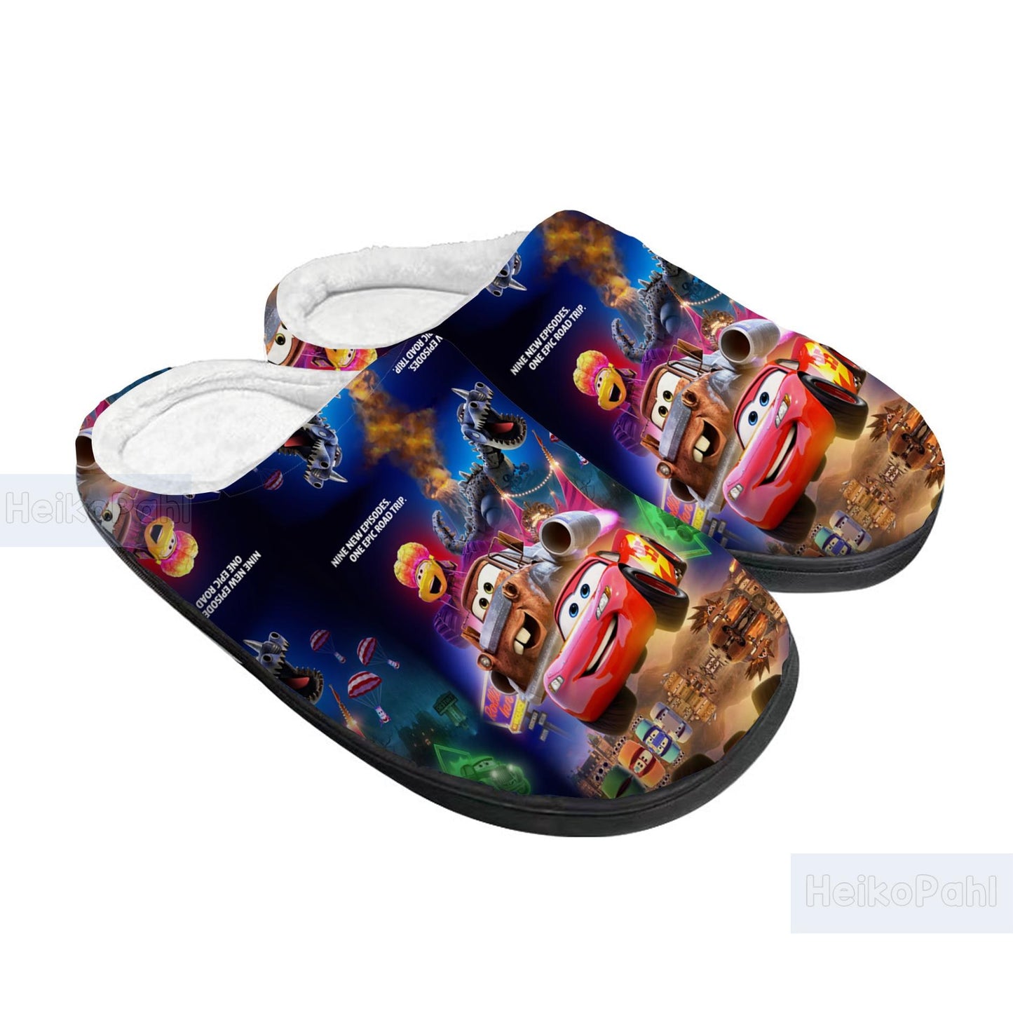 Lightning McQueen Cartoon 3D All Over Printed Slippers, Winter Slippers, Custom Rubber Slippers, Lightweight Rubber Sole, Cotton Slipper