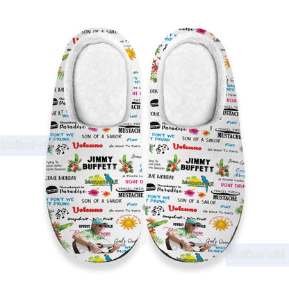 Jimmy Buffet Music 3D All Over Print Slipper, Custom Rubber Slipper, Winter Slipper, Lightweight Rubber Sole, Cotton Slipper, Music Gift
