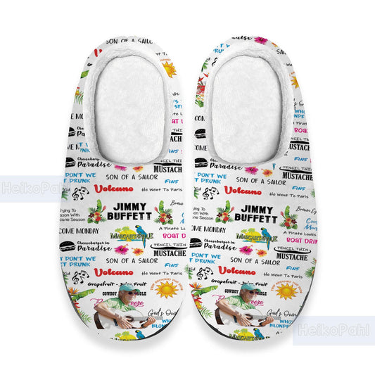 Jimmy Buffet Music 3D All Over Print Slipper, Custom Rubber Slipper, Winter Slipper, Lightweight Rubber Sole, Cotton Slipper, Music Gift