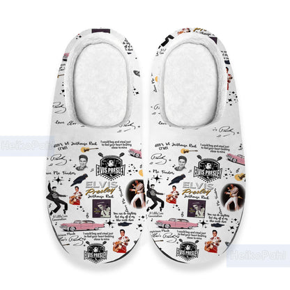 Elvis Presley King of rock n roll 3D All Over Print Slipper, Custom Rubber Slipper, Winter Slipper, Lightweight Rubber Sole, Cotton Slipper