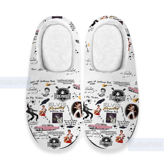 Elvis Presley King of rock n roll 3D All Over Print Slipper, Custom Rubber Slipper, Winter Slipper, Lightweight Rubber Sole, Cotton Slipper
