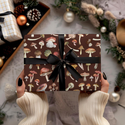 Mushroom Gift Wrap: Boho Earthy Colors Natural Wrapping Paper