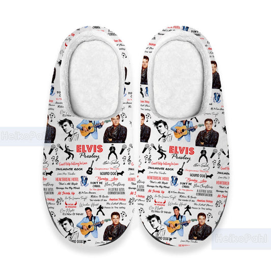 Elvis Presley 3D All Over Print Slipper, Custom Rubber Slipper, King of rock n roll, Winter Slipper, Lightweight Rubber Sole, Cotton Slipper