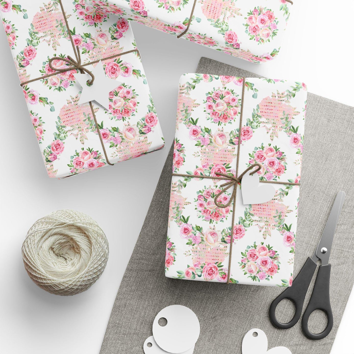 Pink Floral Wrapping Paper: Coquette Preppy Gift Wrap