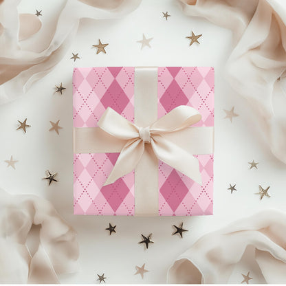 Pink Argyle Wrapping Paper: Preppy Girly Gift Wrap