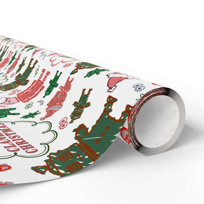 Kids Christmas Wrapping Paper: Funny Robot Ornament Design, Clanker Christmas