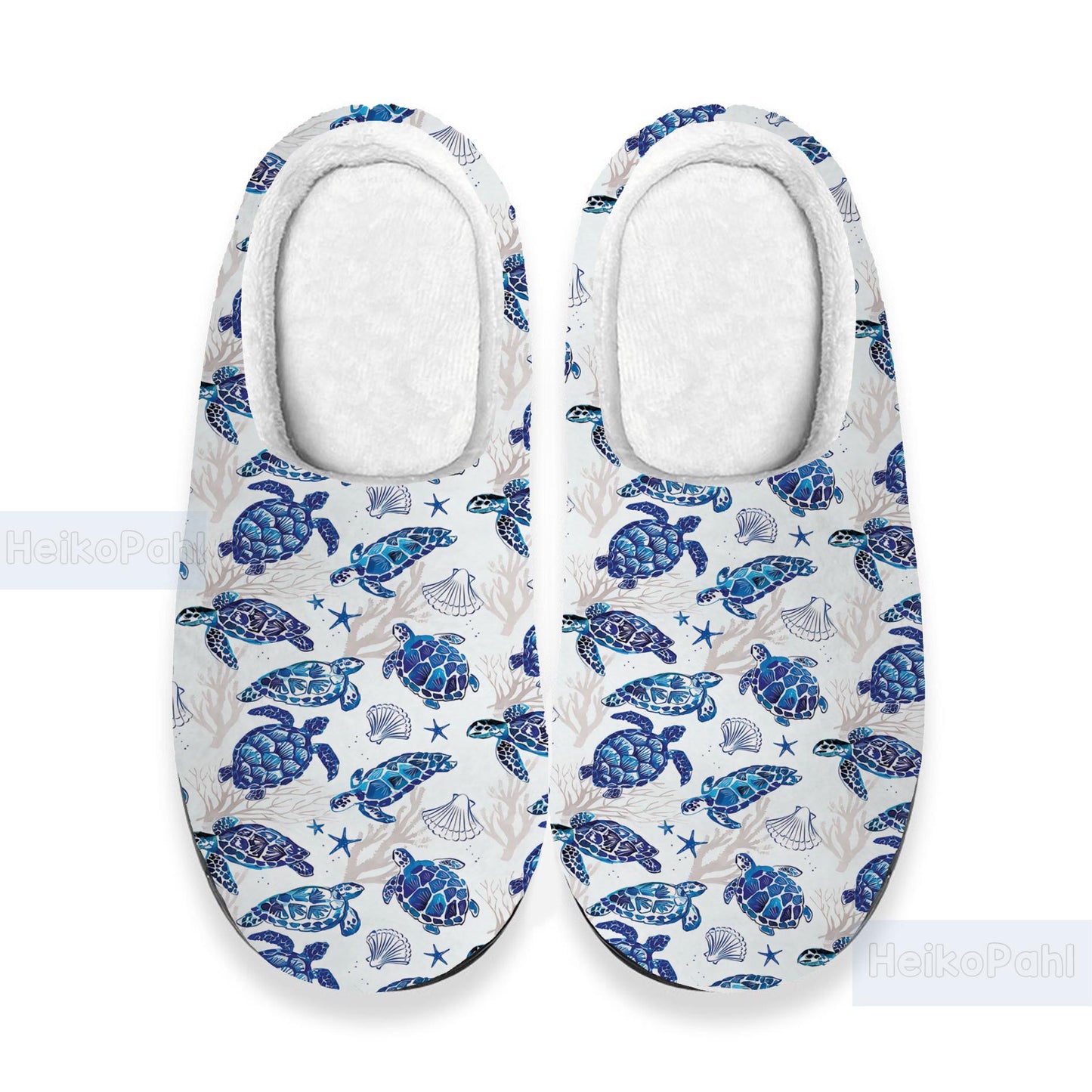 Sea Turtle 3D All Over Printed Slippers, Sea Turtle Winter Slippers, Custom Rubber Slippers, Lightweight Rubber Sole, Cotton Slipper