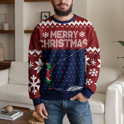 Funny Green Grinch Christmas Sweater for Men Women, Merry Christmas Holiday Sweatshirt, Cute Xmas Party Gift, Festive Winter Ugly Sweater