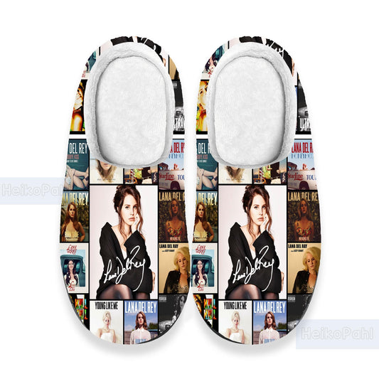 Lana Del Rey Music 3D All Over Printed Slipper, Winter Slipper, Lightweight Rubber Sole, Custom Rubber Slipper, Cotton Slipper, Music Gift