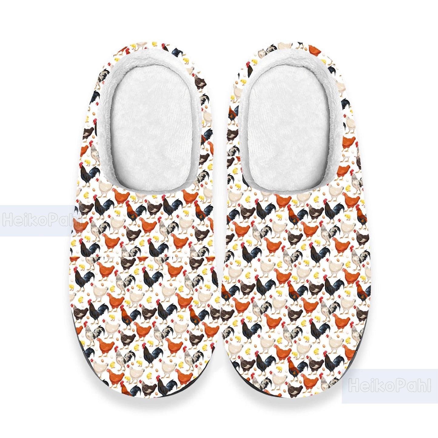 Chicken 3D All Over Printed Slippers, Chicken Winter Slippers, Custom Rubber Slippers, Lightweight Rubber Sole, Cotton Slipper, Chicken Gift