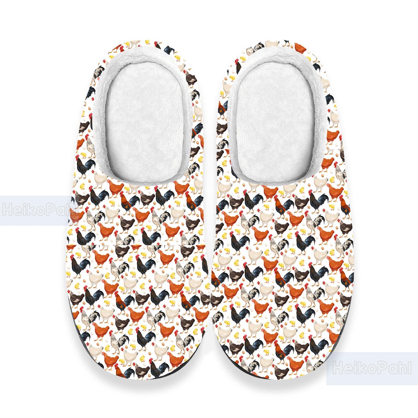 Chicken 3D All Over Printed Slippers, Chicken Winter Slippers, Custom Rubber Slippers, Lightweight Rubber Sole, Cotton Slipper, Chicken Gift