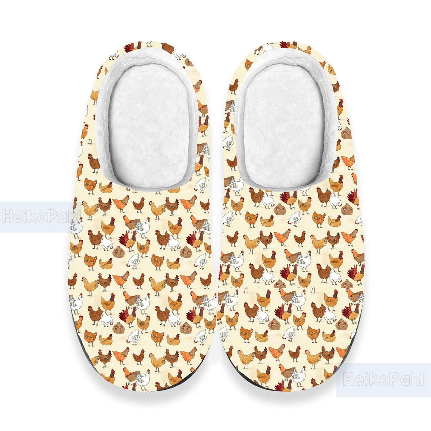 Chicken 3D All Over Printed Slippers, Custom Rubber Slippers, Chicken Winter Slippers, Lightweight Rubber Sole, Cotton Slipper, Chicken Gift