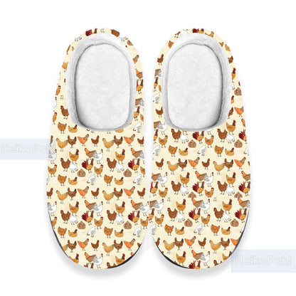 Chicken 3D All Over Printed Slippers, Custom Rubber Slippers, Chicken Winter Slippers, Lightweight Rubber Sole, Cotton Slipper, Chicken Gift