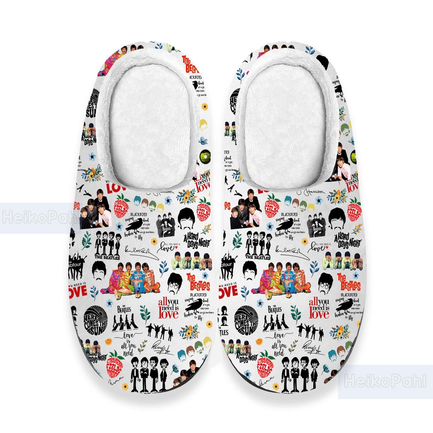 Rock Band 3D All Over Printed Slipper, Custom Rubber Slipper, Lightweight Rubber Sole, Winter Slipper, Cotton Slipper, Rock Band Gifts