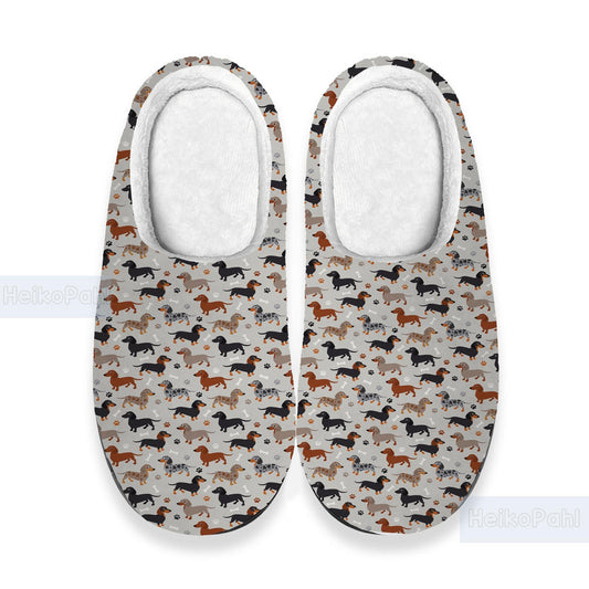 Dachshund 3D All Over Print Slippers, Custom Rubber Slippers, Dachshund Winter Slippers, Lightweight Rubber Sole, Cotton Slipper