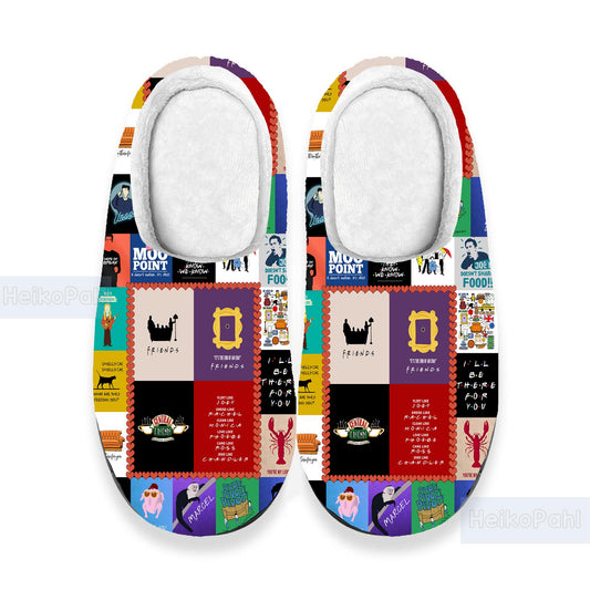 Friends TV Show 3D All Over Printed Slipper, Winter Slipper, Lightweight Rubber Sole, Custom Rubber Slipper, Cotton Slipper, Gift For Her