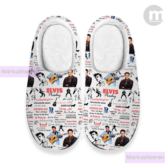 Personalized Name Elvis Presley 3D All Over Print Slipper, Custom Rubber Slipper, Winter Slipper, Cotton Slipper, Christmas Slippers
