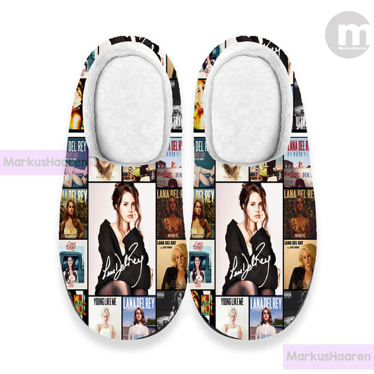 Personalized Name Lana Del Rey Music 3D All Over Print Slipper, Custom Rubber Slipper, Winter Slipper, Cotton Slipper, Christmas Slippers