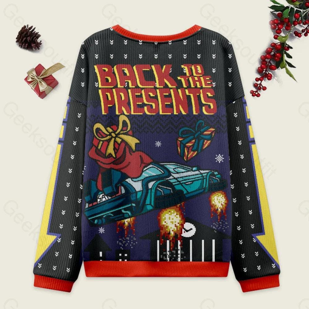 Back To The Present Ugly Christmas Sweatshirt, Holiday Crewneck Sweater, Ugly Christmas Sweatshirt 2025, Gift For Her, Gift For Him
