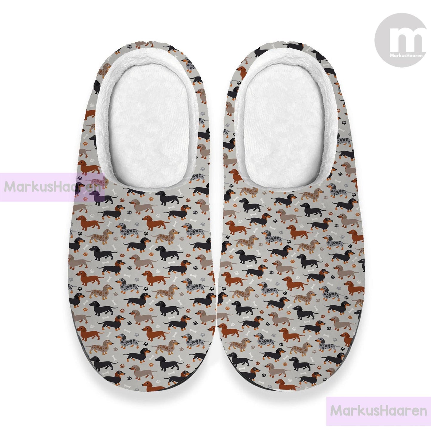 Personalized Name Dachshund Dog 3D All Over Print Slipper, Winter Indoor Slipper, Custom Rubber Slipper, Cotton Slipper, Christmas Slippers