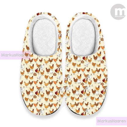 Personalized Name Chicken 3D All Over Print Winter Slipper, Custom Rubber Slipper, Winter Indoor Slipper, Cotton Slipper, Christmas Slippers