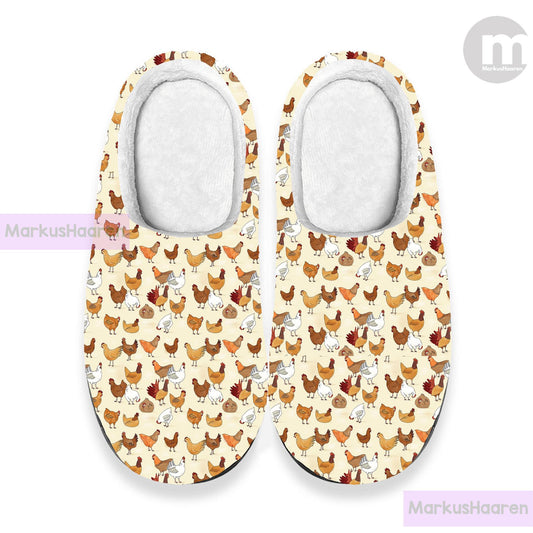 Personalized Name Chicken 3D All Over Print Winter Slipper, Custom Rubber Slipper, Winter Indoor Slipper, Cotton Slipper, Christmas Slippers