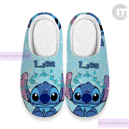 Personalized Lilo and Stitch Cartoon 3D All Over Print Slipper, Custom Rubber Slipper, Winter Slipper, Cotton Slipper, Christmas Slippers
