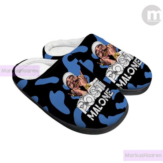 Personalized Name Post Malone Rapper 3D All Over Print Slipper, Custom Rubber Slipper, Winter Slipper, Cotton Slipper, Christmas Slippers