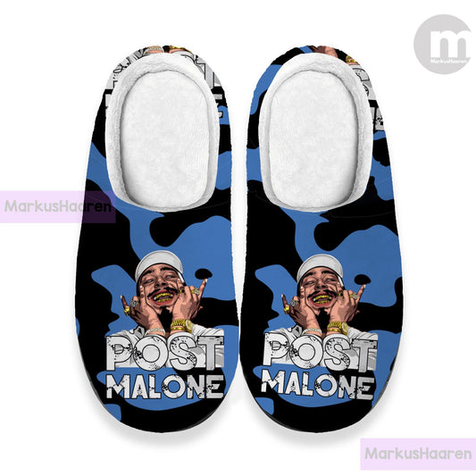 Personalized Name Post Malone Rapper 3D All Over Print Slipper, Custom Rubber Slipper, Winter Slipper, Cotton Slipper, Christmas Slippers