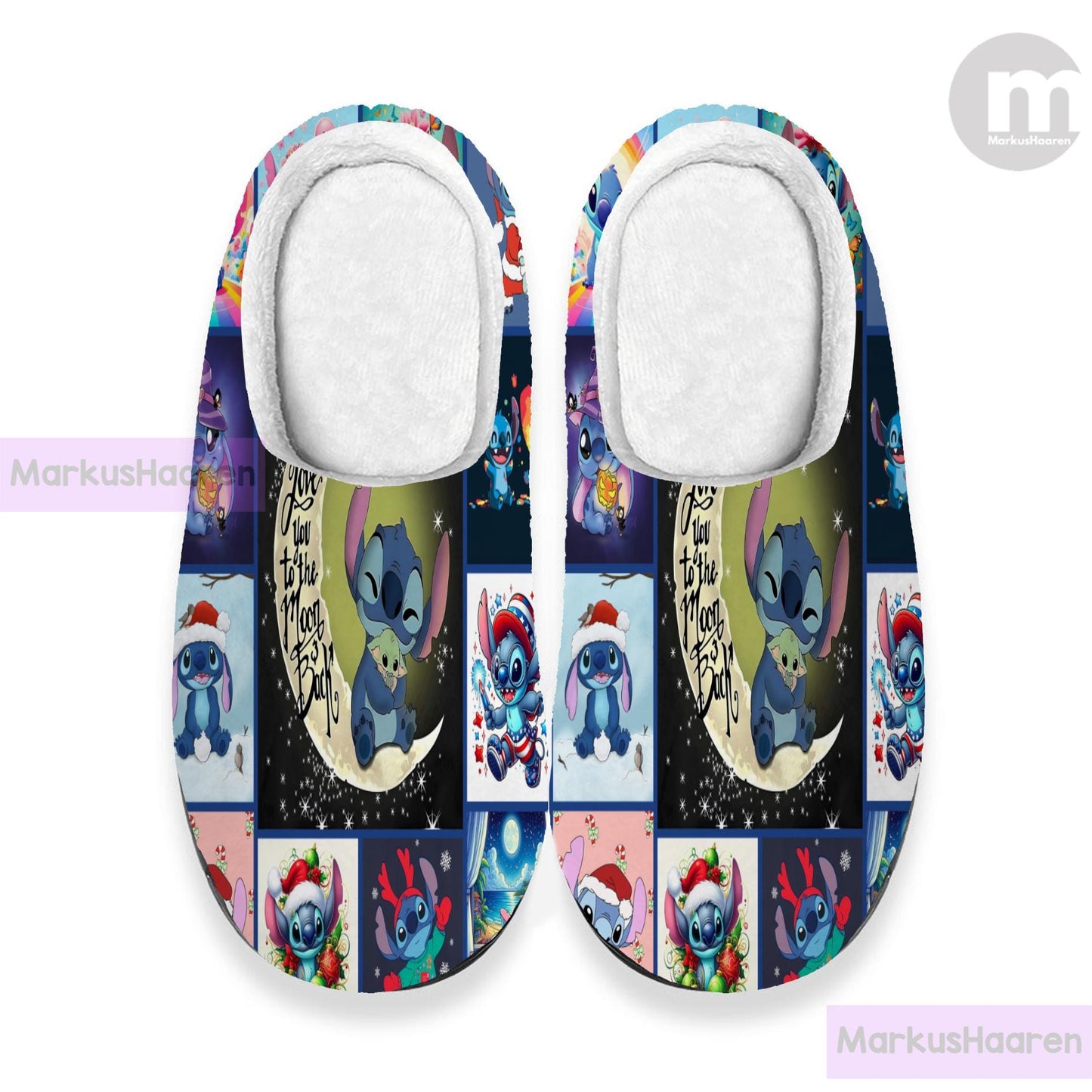 Personalized Lilo and Stitch Christmas 3D All Over Print Slipper, Custom Rubber Slipper, Winter Slipper, Cotton Slipper, Christmas Slippers