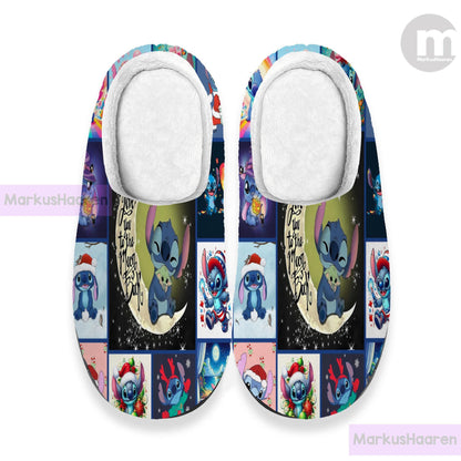 Personalized Lilo and Stitch Christmas 3D All Over Print Slipper, Custom Rubber Slipper, Winter Slipper, Cotton Slipper, Christmas Slippers