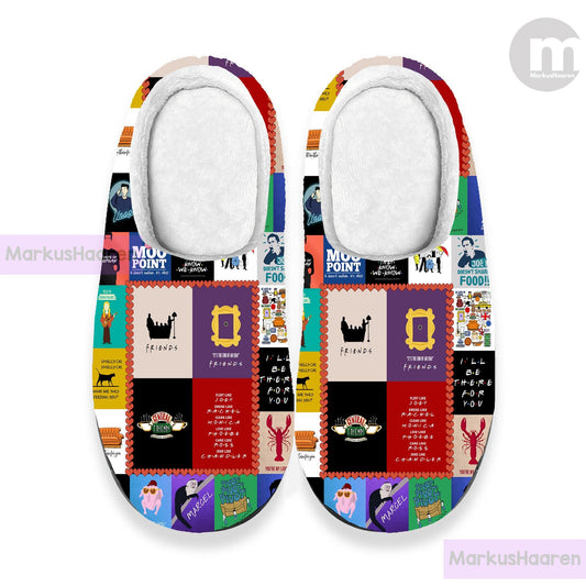 Personalized Name Friends TV Show 3D All Over Print Slipper, Custom Rubber Slipper, Winter Slipper, Cotton Slipper, Christmas Slippers