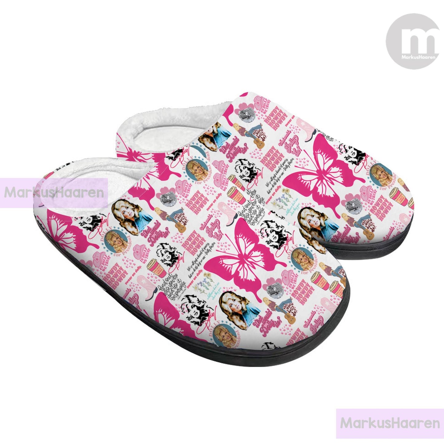 Personalized Name Dolly Parton Music 3D All Over Print Slipper, Custom Rubber Slipper, Winter Slipper, Cotton Slipper, Christmas Slippers