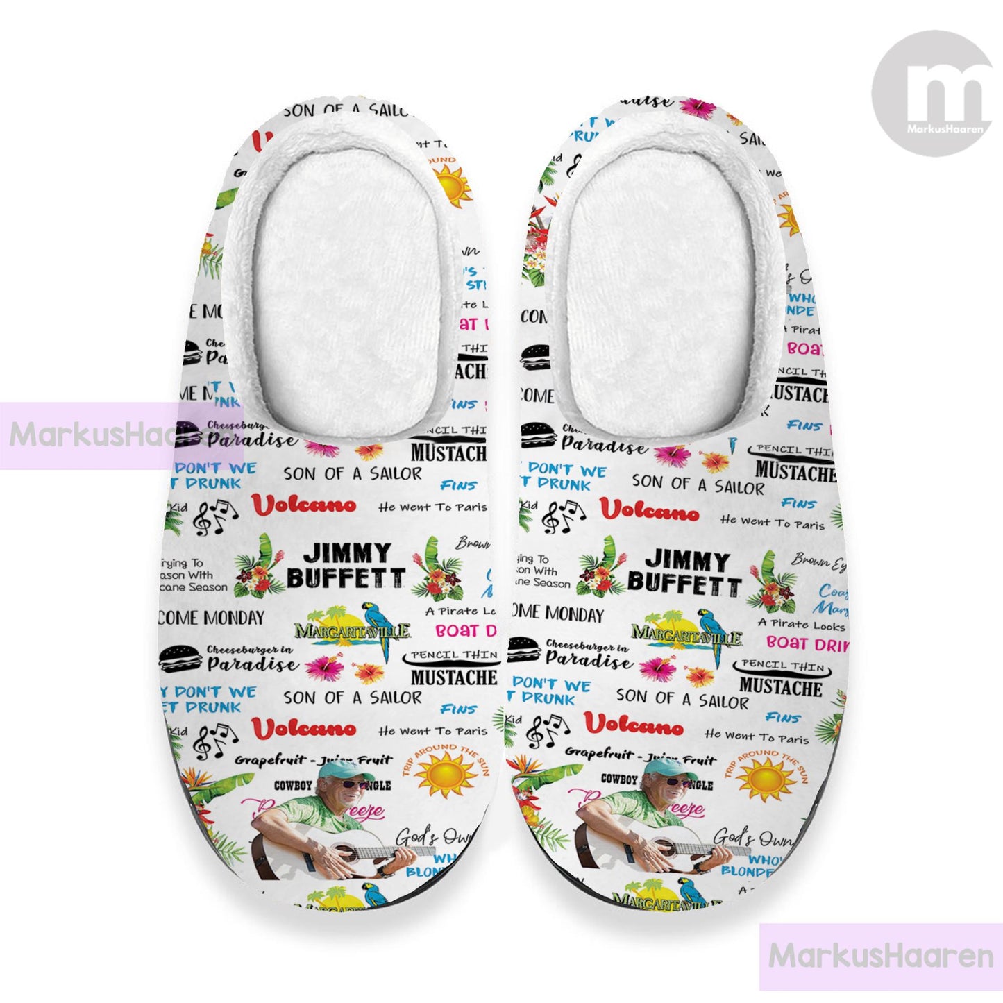 Personalized Name Jimmy Buffett 3D All Over Print Slipper, Winter Slipper, Custom Rubber Slipper, Cotton Slipper, Christmas Slippers