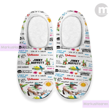 Personalized Name Jimmy Buffett 3D All Over Print Slipper, Winter Slipper, Custom Rubber Slipper, Cotton Slipper, Christmas Slippers