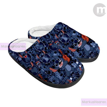 Personalized Lilo and Stitch 3D All Over Print Slipper, Custom Cartoon Rubber Slipper, Winter Slipper, Cotton Slipper, Christmas Slippers