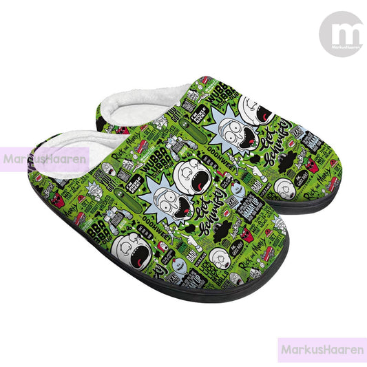 Personalized Name Rick and Morty 3D All Over Print Slipper, Winter Slipper, Cotton Slipper, Custom Rubber Slipper, Christmas Slippers